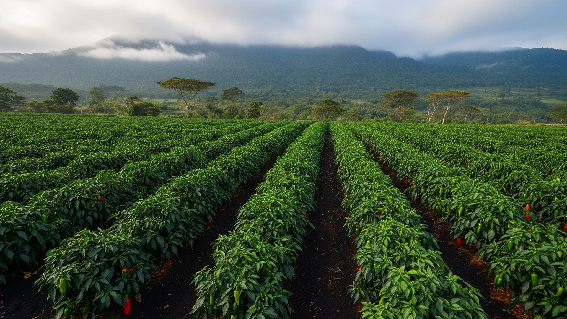 Penja valley plantation on volcanic soil
